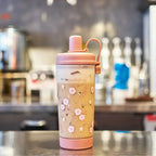 台灣Ricocafe 咖啡保溫杯暖壺  900ml TRITAN 四季花語透明杯