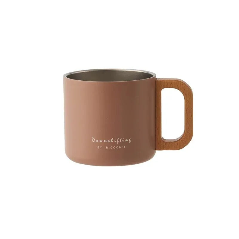 台灣Ricocafe 300ml 木柄露營水杯 – 不鏽鋼內膽