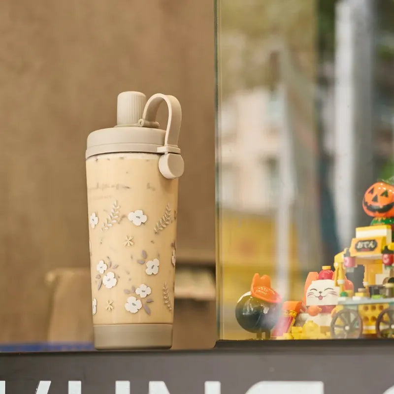 台灣Ricocafe 咖啡保溫杯暖壺  900ml TRITAN 四季花語透明杯