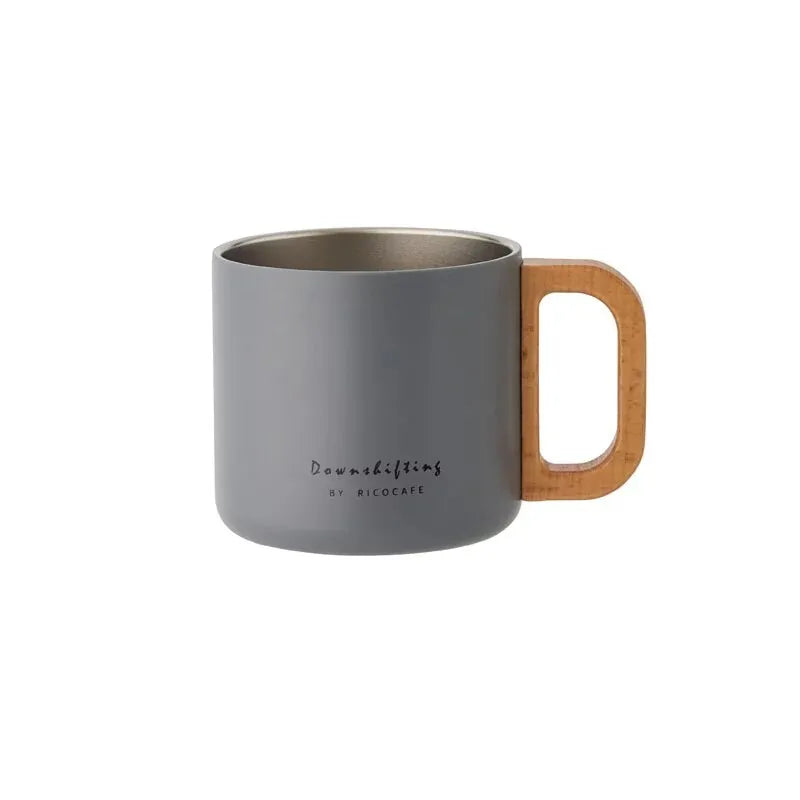 台灣Ricocafe 300ml 木柄露營水杯 – 不鏽鋼內膽