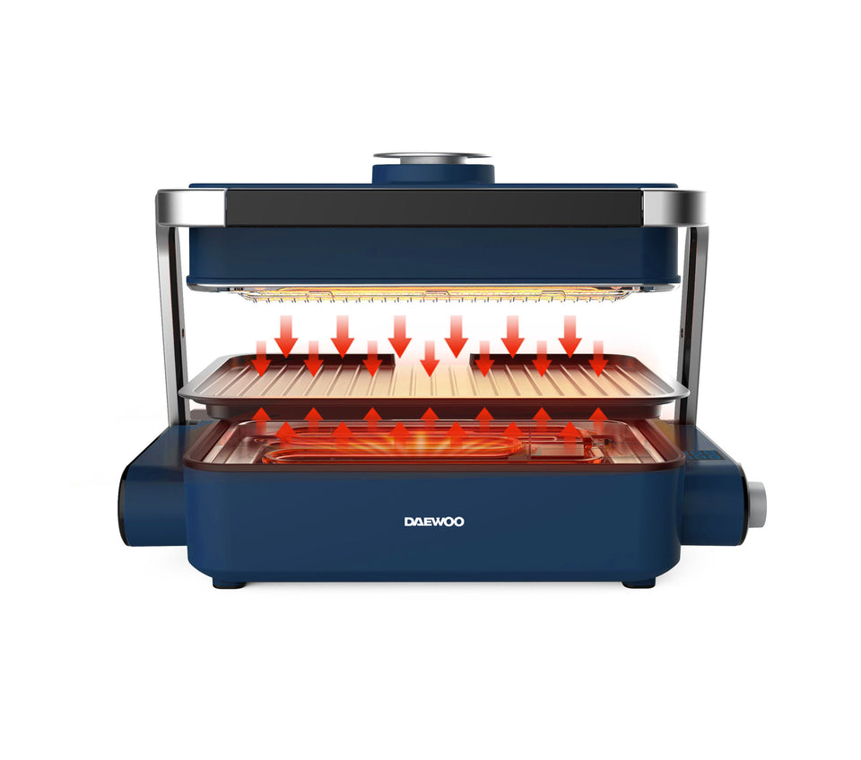 韓式DAEWOO 多用途烤爐 少煙無煙 碳素發熱管 立體加熱 抽屜式接油盤